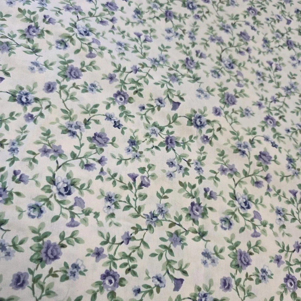 Vtg WestPoint Stevens Pillowcase Standard Purple Green Floral Border USA Bedding